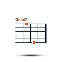gmaj7, di base chitarra accordo grafico icona vettore modello