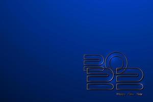Modello di affari del logo di numeri d'oro del nuovo anno 2022. tema natalizio, illustrazione vettoriale. design per le vacanze per biglietto di auguri, invito, calendario, festa, vip di lusso in oro, isolato su sfondo blu vettore