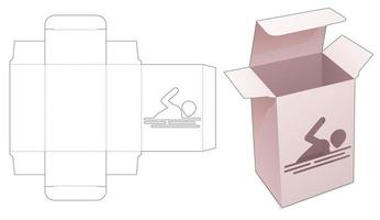 scatola di cartone con modello fustellato finestra di nuoto vettore