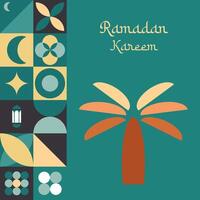 printislamic Ramadan kareem vacanza bandiera design con minimalista icone di moschea vettore