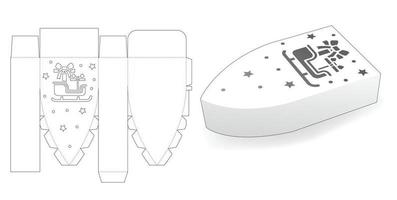 confezione di pilone inferiore con modello fustellato slitta di Natale vettore