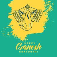 contento ganesh Chaturthi celebrazione bandiera nel dipingere spazzola stile vettore