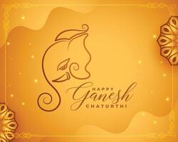 contento ganesh Chaturthi celebrazione bandiera nel d'oro colore vettore