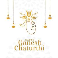 indiano Festival ganesh Chaturthi bandiera con realistico signore Ganesha design vettore