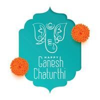 elegante ganesh Chaturthi celebrazione saluto con signore Ganesha design vettore