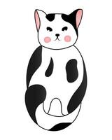 carino nero e bianca macchiato gatto isolato su bianca sfondo. vettore illustrazione per bambini.