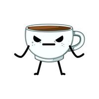 carino caffè boccale personaggio cartone animato vettore illustrazione