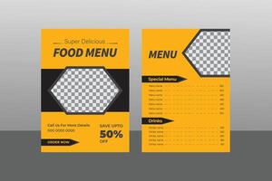 modello di progettazione del menu del ristorante vettore