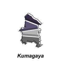 carta geografica di kumagaya città con schema grafico schizzo illustrazione geometrico design modello vettore