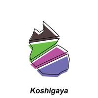 carta geografica città di koshigaya colorato schema grafico schizzo design modello vettore