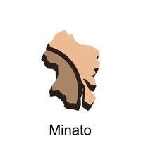 Giappone mondo carta geografica con nomi città di Minato, carta geografica colorato design modello vettore