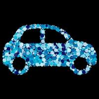 astratto blu punto mosaico auto illustrazione su nero sfondo occhiali da sole bolle vettore