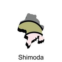 carta geografica città di shimoda con prefettura di Giappone nazione, logotipo elemento per modello vettore
