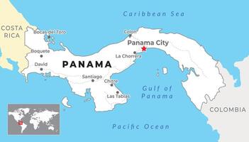 Panama politico carta geografica con capitale Panama città, maggior parte importante città e nazionale frontiere vettore