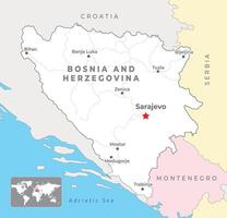 bosnia e erzegovina politico carta geografica con capitale sarajevo, maggior parte importante città e nazionale frontiere vettore