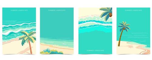 spiaggia sfondo con mare, sabbia, cielo.illustrazione vettore per a4 pagina design