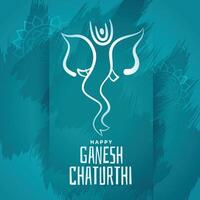 contento ganesh Chaturthi blu Festival manifesto design vettore