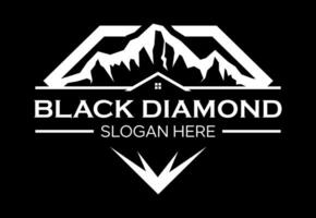 diamante nero montagna idea vettore logo design