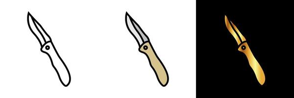 tasca coltello icona, un icona che rappresentano un' coltello tascabile, simboleggiante versatilità, utilità, e preparazione per vario taglio e sopravvivenza compiti. vettore