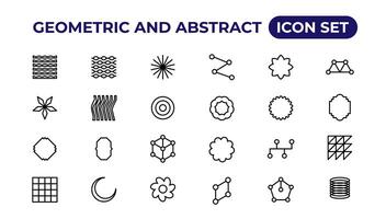 geometrico brutalismo le forme adesivo.contorno icona collezione. vettore