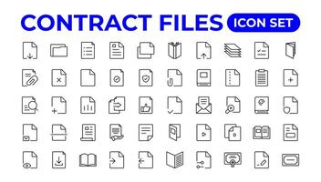 documento linea icona impostare. File simbolo collezione.contorno icona collezione. vettore