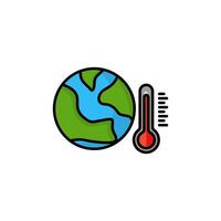 globo icona globale temperatura, globale riscaldamento, icona isolato su bianca sfondo, adatto per siti web, blog, loghi, grafico disegno, sociale media, ui, mobile app. vettore
