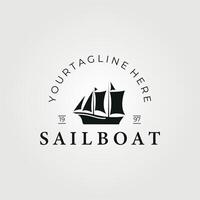 andare in barca nave silhouette Vintage ▾ logo, marino icona modello logo , retrò design nautico vettore illustrazione