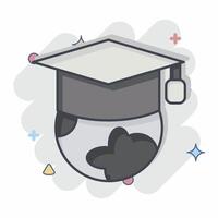 icona globale formazione scolastica. relazionato per apprendimento simbolo. comico stile. semplice design illustrazione vettore