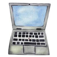 il computer portatile isolato su bianca sfondo. acquerello illustrazione vettore