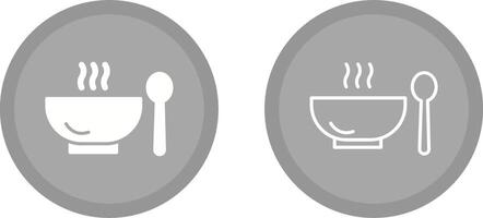zuppa, cibo, ciotola, pasto, caldo, cucchiaio, vettore icona