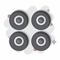icona ruote. relazionato per pattinando simbolo. comico stile. semplice design illustrazione vettore