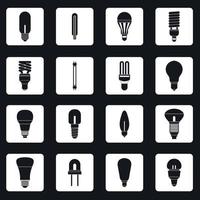 set di icone della lampadina, stile semplice vettore