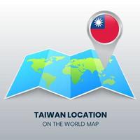 icona della posizione di taiwan sulla mappa del mondo, icona della spilla rotonda di taiwan vettore