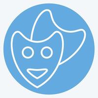 icona Teatro maschera. relazionato per divertimento simbolo. blu occhi stile. semplice design illustrazione vettore
