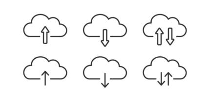 ospitando nube icona. Scarica, caricare File cartello. computer Conservazione informazione. comunicazione server. vettore