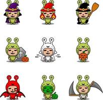 vettore personaggio dei cartoni animati simpatico animale lumaca mascotte costume set bundle halloween