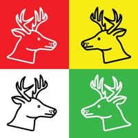 cervo vettore icona, diretto stile icona, a partire dal animale testa icone collezione, isolato su rosso, giallo, bianca e verde sfondo.