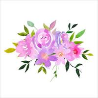 acquerello floreale mazzo, viola fiori, estate composizione vettore