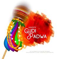 bellissimo contento Gudi Padwa tradizionale indiano Festival carta vettore