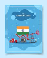 crisi energetica india per modello di banner, volantini, libri e copertine di riviste vettore