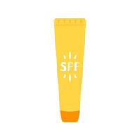 protezione solare Prodotto piatto vettore isolato illustrazione. cura della pelle cosmetico per sole protezione. piccolo tubo spf lozione o crema