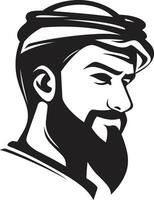 senza tempo eleganza nero icona con vettore logo di un Arabo uomo deco eleganza nero vettore logo design con arte deco telaio