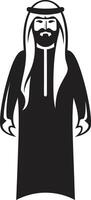 arabo eredità monocromatico emblema raffigurante Arabo uomo logo design nel vettore silhouette di grazia elegante nero icona con vettore logo di un Arabo uomo
