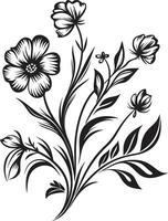sussurra di natura elegante vettore logo con nero botanico florals infinito petalo fascino elegante nero icona con vettore design