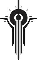 futuristico finezza monocromatico cibernetico simbolo nel nero vettore Tech discussioni elegante astratto logo in mostra cibernetico raffinatezza