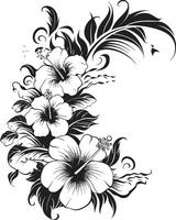 capriccioso spirali elegante logo design con decorativo angoli nel nero grazioso giardino monocromatico emblema con decorativo floreale angoli vettore