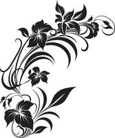 elegante petali elegante vettore emblema con decorativo floreale angoli fiorire bellezza monocromatico emblema evidenziazione decorativo angoli