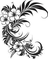 floreale finezza elegante nero icona con vettore floreale angoli nature abbraccio elegante decorativo angolo logo nel nero