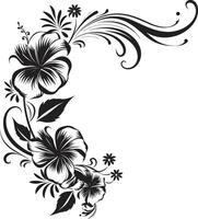 elegante viti elegante nero logo design con decorativo angoli fiorire bellezza elegante vettore emblema evidenziazione decorativo angoli