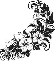 petali di panorama elegante vettore icona con decorativo angoli nel nero fiorire bellezza monocromatico logo design evidenziazione decorativo angoli